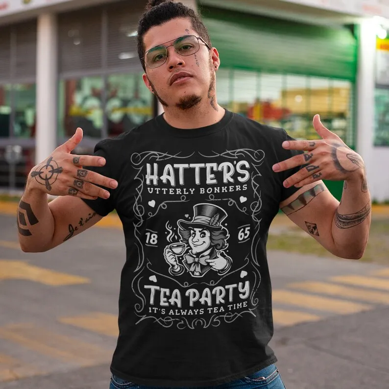 Mad Hatters Utterly Bonkers Tea Party T-Shirt - Whiskey Style Shirt - Alice's Adventures In Wonderland Lover Gift - Lewis Carrol