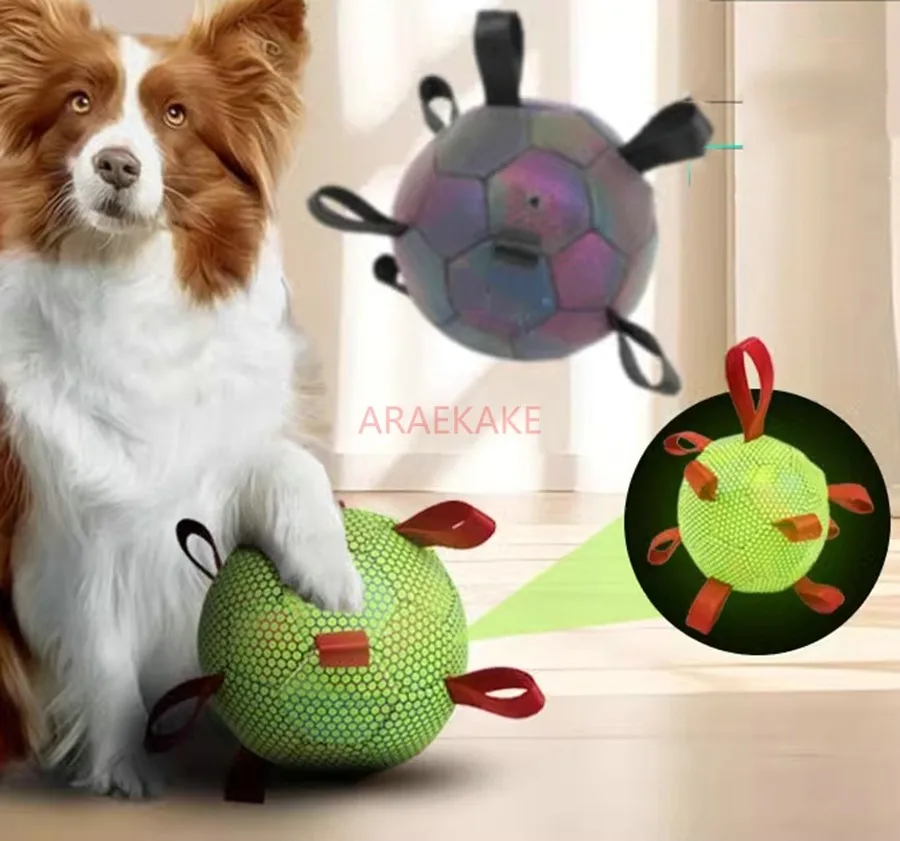 1PCS Dog toys, luminous reflective balls, pet interactive soccer, nighttime dog walking training, bite and grind resistance
