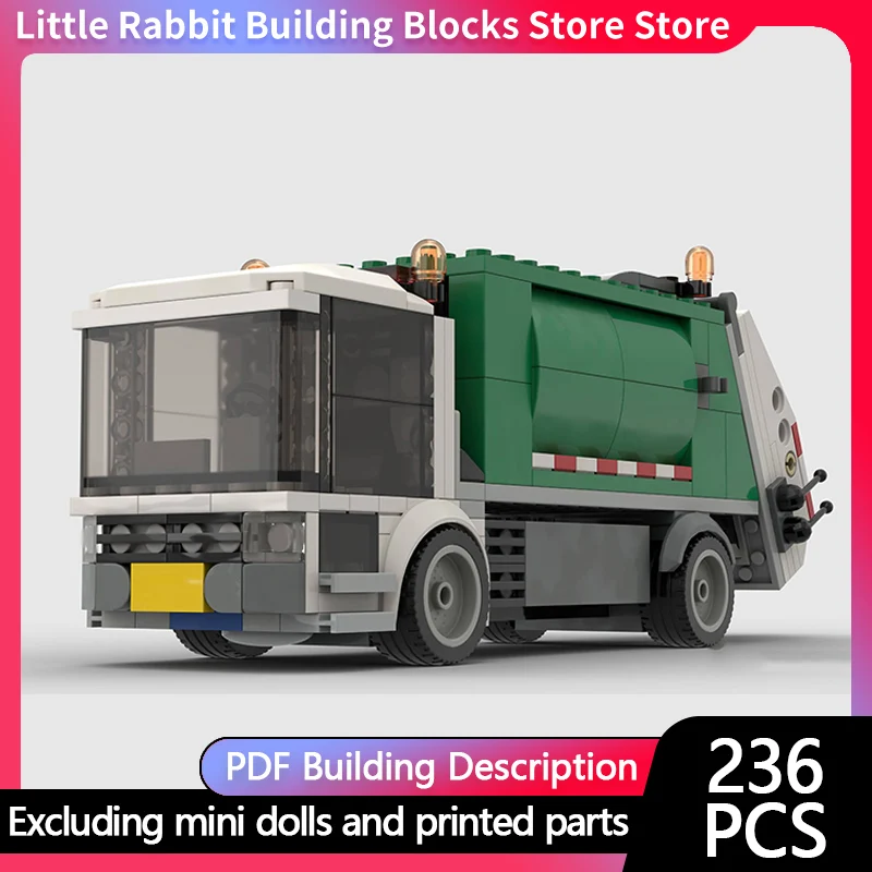 City Car Model MOC Building Bricks Green Garbage Truck Modular Technology Children Holiday Gifts Assemble Toys Suit