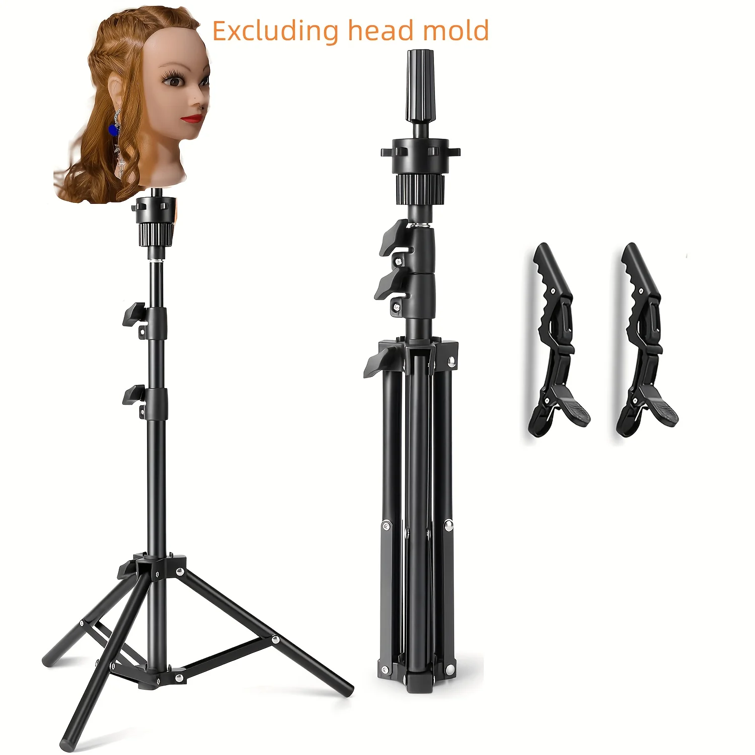 Wig Head Stand, Reinforced Mannequin Head Stand, Adjustable Wig Stand Tripod for Styling Cosmetology Hairdressing Training, Gifts for Women, Christmas Gifts (Mannequin Head Not Included)