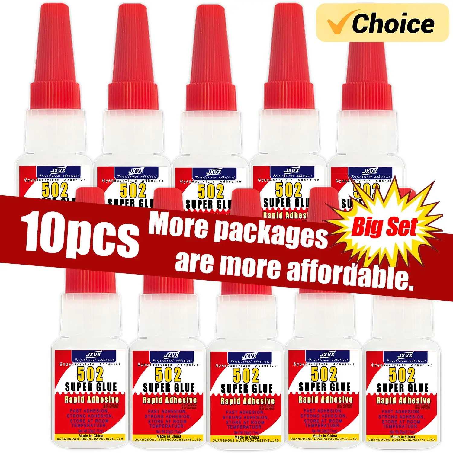 1-10 قطع 502 لاصق فائق القوة سريع الجفاف لاصق سيانو أكريليت فائق القوة، لاصق 502 فائق القوة سريع الجفاف يجف في 10 ثوانٍ. مناسب للصق وإصلاح المعادن والزجاج والخشب. #1
