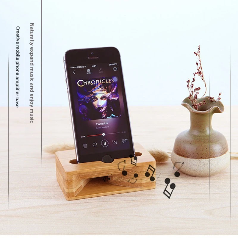 단단한 나무 미니 휴대용 전화 증폭기 범용 물리적 스피커 스탠드