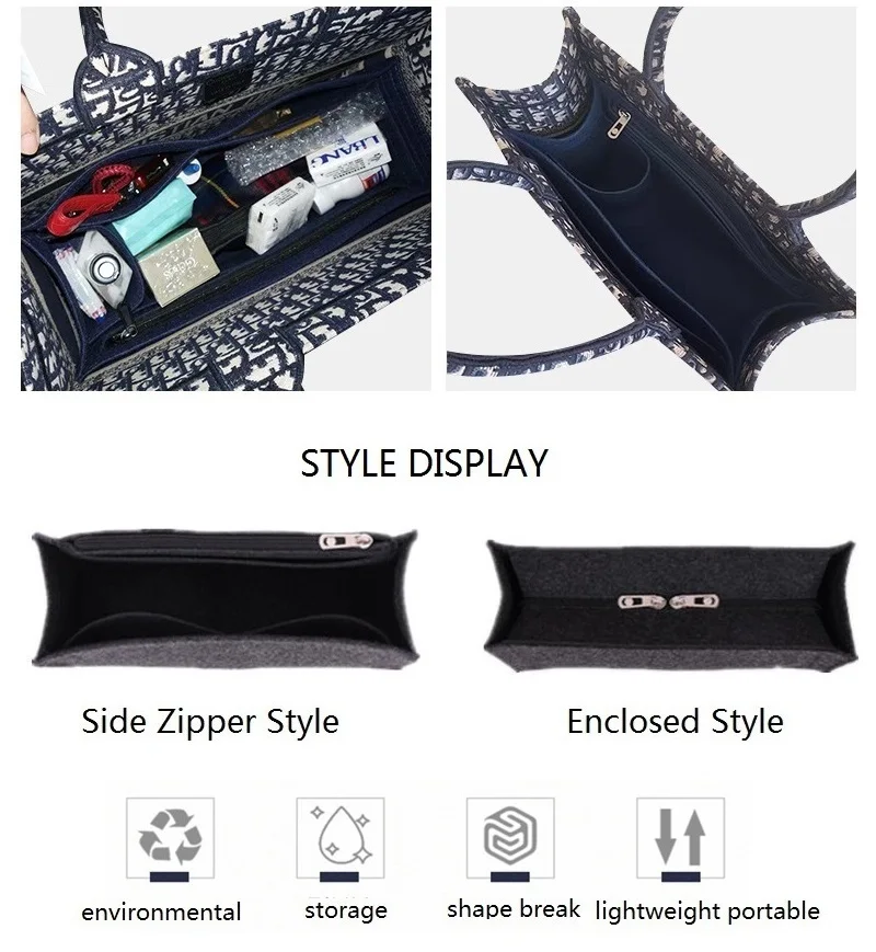 Felt Insert Bag Organizer for BOOK TOTE Small  Makeup Handbag Organizer Travel Inner Purse Cosmetic Bag
