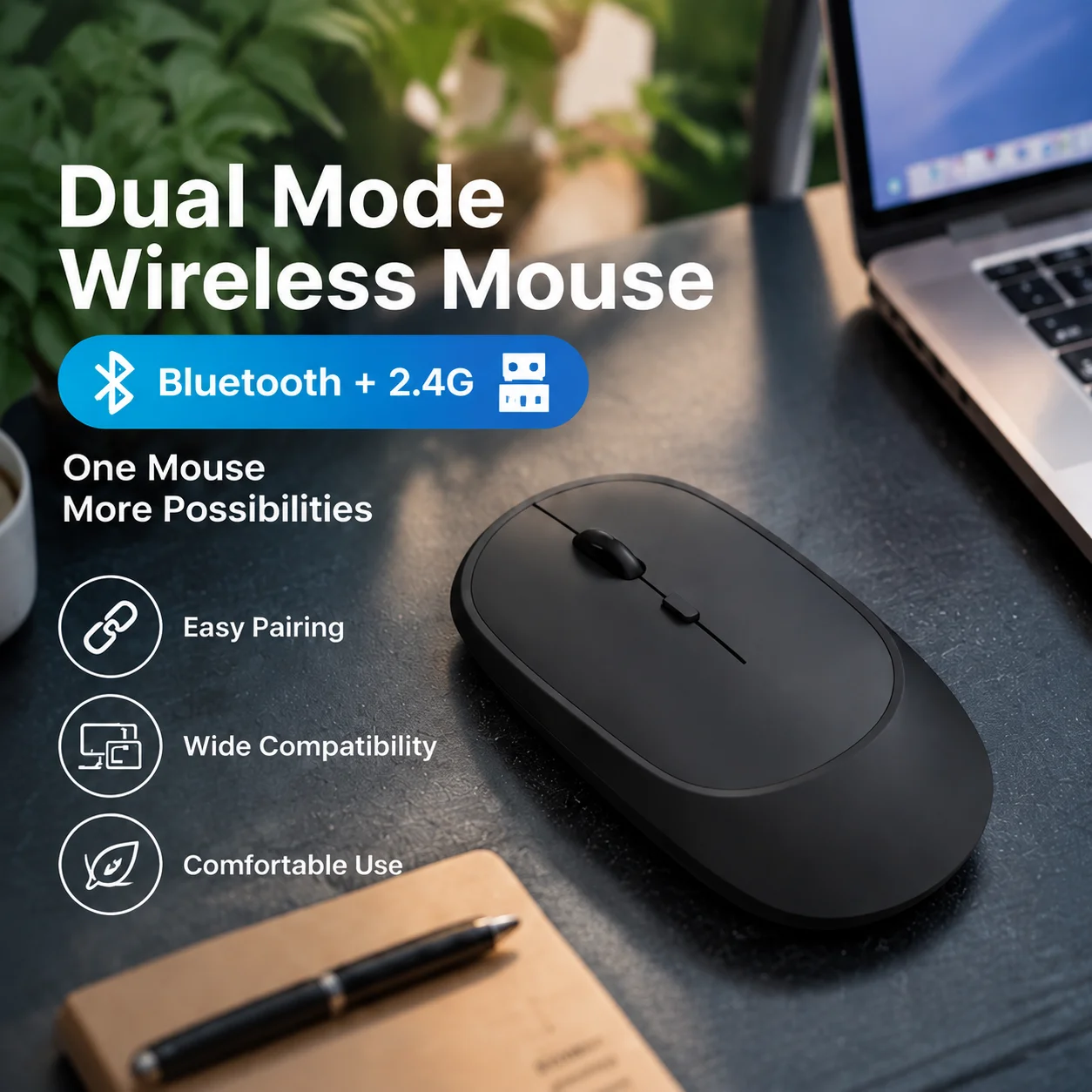 Color blocked BT wireless mouse suitable for iPad, Huawei, smartphones, tablets, charging wireless mouse
