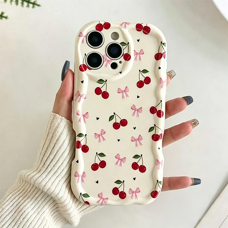 Heart Bow Cherry partten Phone Case For Oppo Reno15 Reno14 Reno13 Reno12 Reno11 Reno8 Reno7 Reno5 Z F T F29 Pro 4G 5G Back Cover