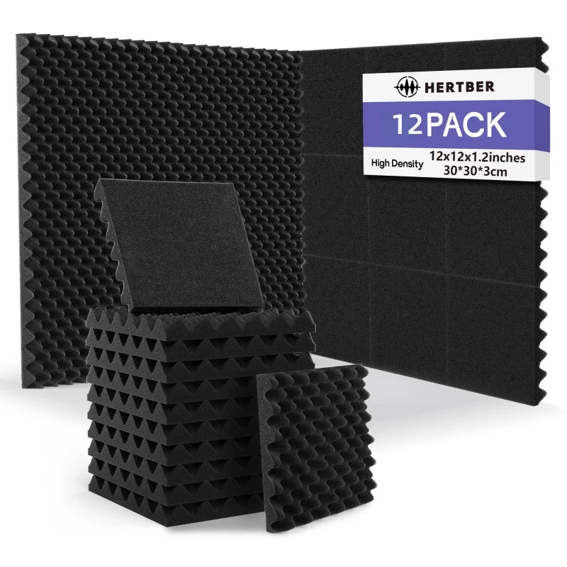 HERTBER egg cotton wall panel acoustic foam brick 12pcs, suitable for KTV or home studio broadcast room to eliminate echo