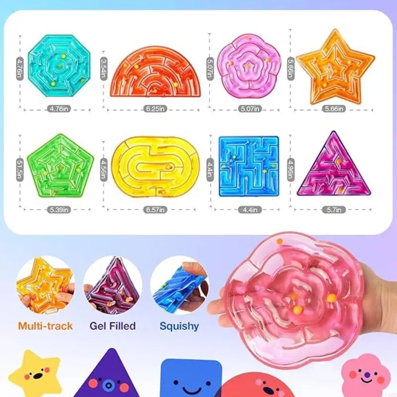 8 pezzi Sensory Scheeze Toy Toy Kids Management Stress Management Walking Bead Maze Learning Toy L8RB