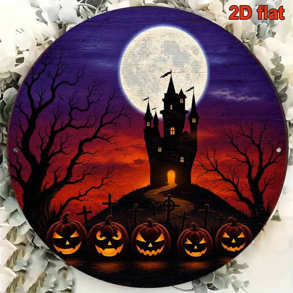CIFBUY Waterproof Durable Rustproof Aluminum Wall Art, Vintage Horror Pumpkin Metal Sign for Home Bar Patio Garage Party Decor