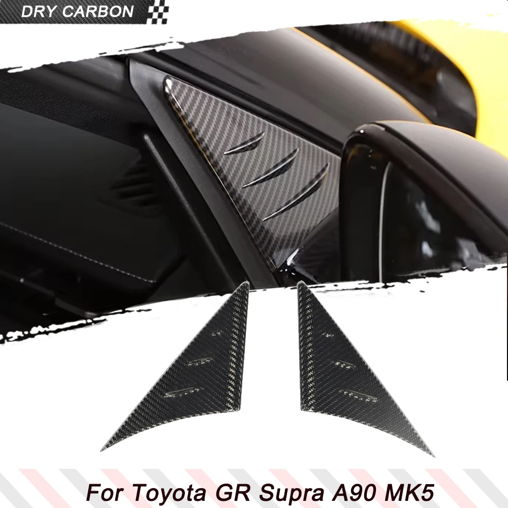 Carbon Fiber Car A Pillar Rearview Mirror Panel Trim for Toyota Supra GR A90 A91 MK5 2020-2024 Side Window Spoiler Body Kits
