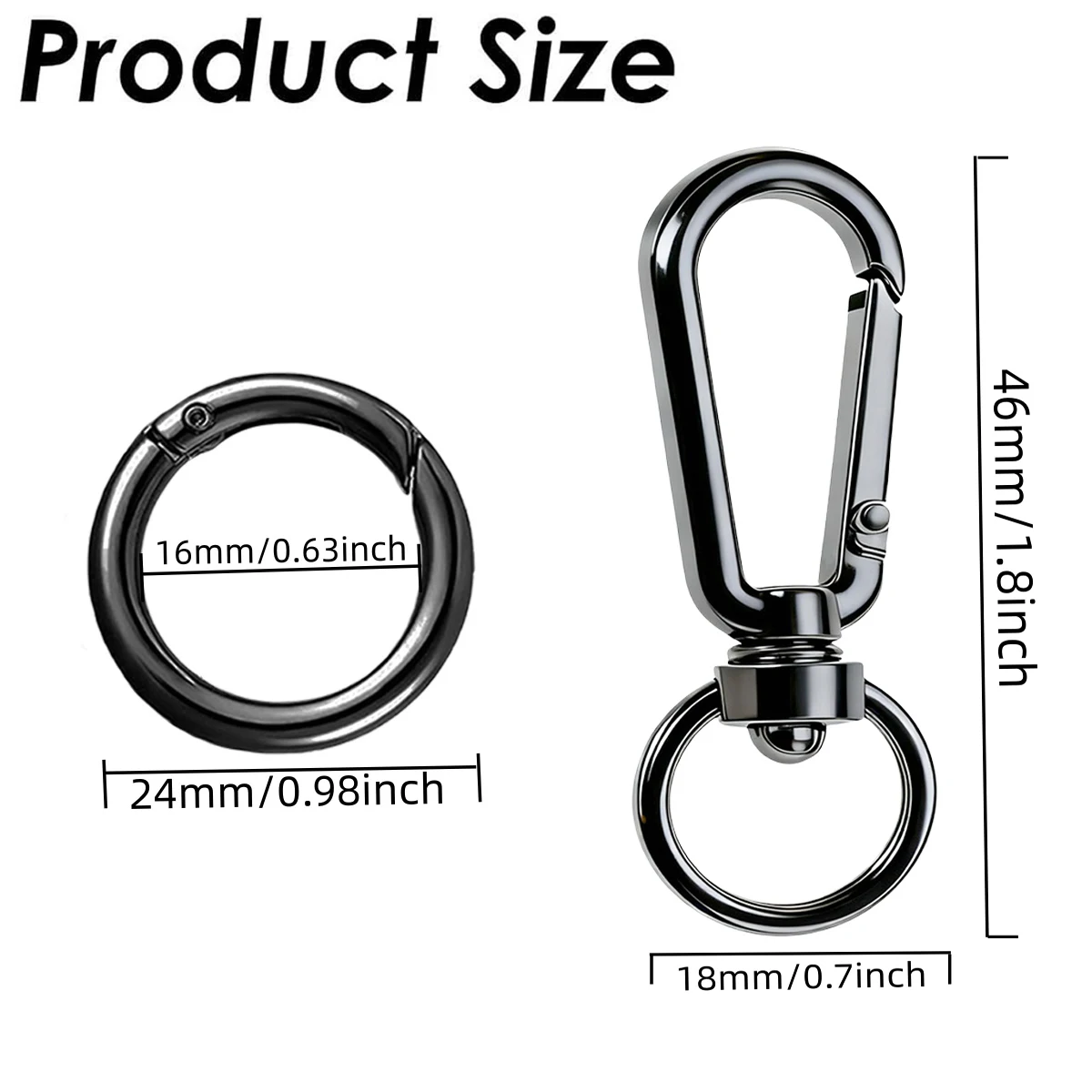 5/10 Sets Alloy Double-Opening Rotating Spring Clasp Clips, Suitable For DIY Crafts, Keychain Lanyards, Bags, Pet Locks