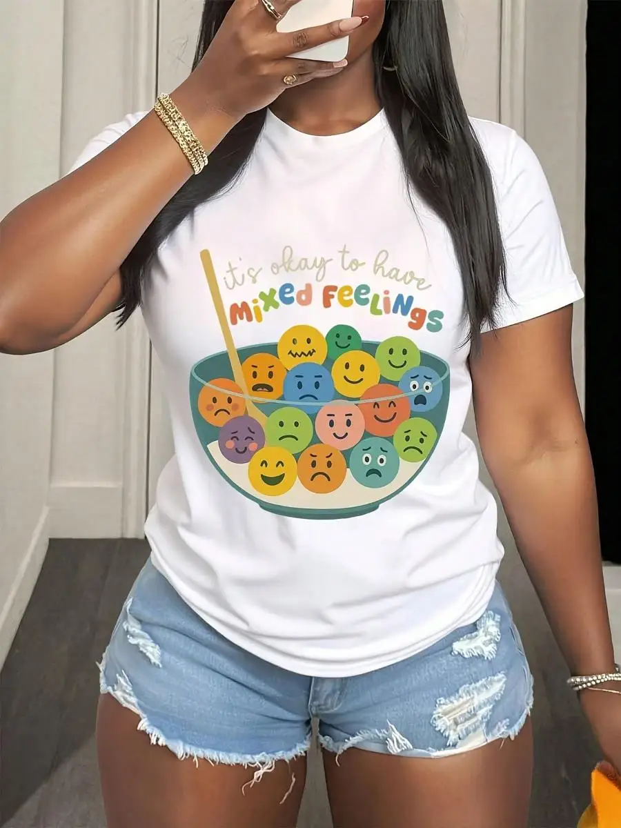 Its Okay To Have Mixed Feelings T-Shirt, Mental Health Therapy Tee, Teacher Emotions TShirt, Inclusion Counselor T-Shirt BCBA,Women s Clothing