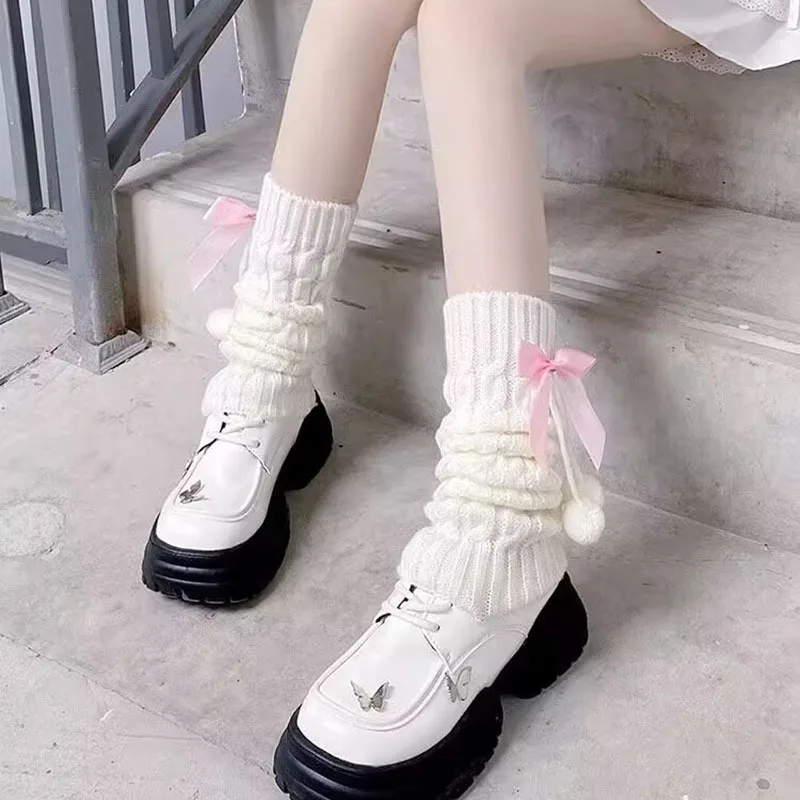 1 Pair Women Retro Bow Lolita Small Leg Socks College Style Warm Comfortable Suitable for All Seasons Sweet Jk Stacked Socks