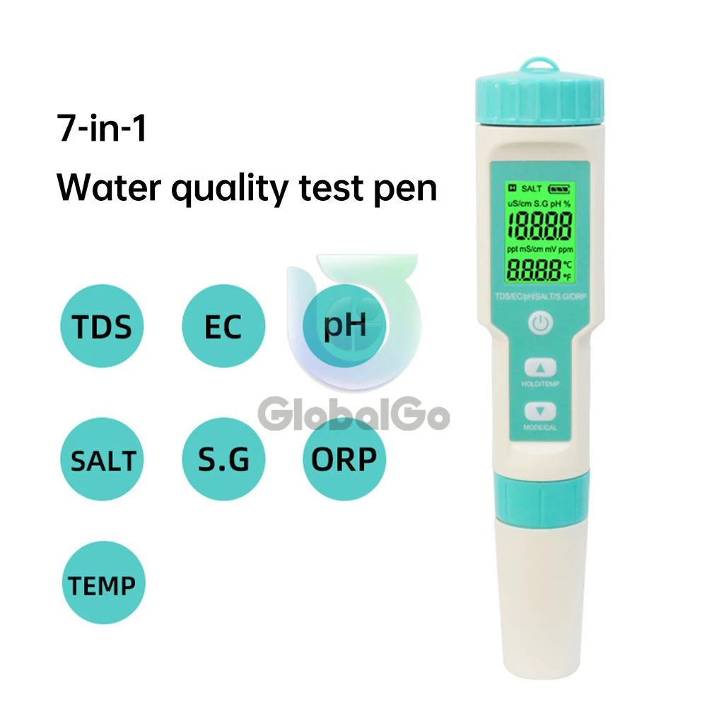 7 in 1 Professional Water Quality Monitor Tester TDS/SALT/EC/S.G/PH/ORP/Thermometer Multi-parameter Testing Meter With Backlight