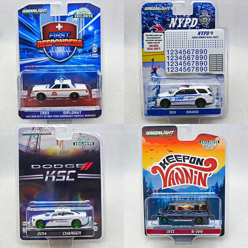 

Greenlight 1:64 Diplomat Durango Charger Rabbit B-100 Custom Van Green Machine Alloy Литье под давлением модель автомобиля Коллекция украшений