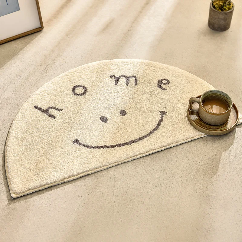 Cartoon Smiley face bedroom bedside lamb wool carpet bathroom toilet door non-slip absorbent mat