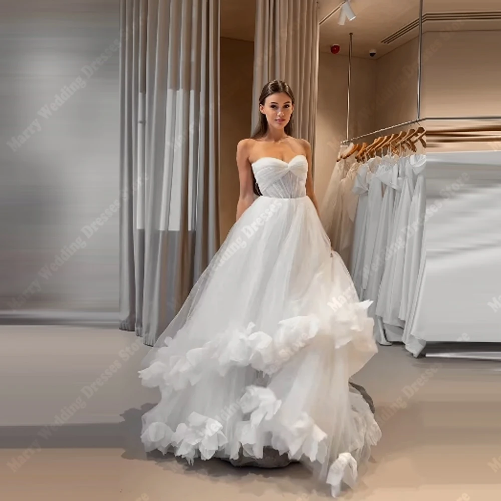 

2025 Pretty A-Line Women's Wedding Dresses Modern Sexy Sleeveless Backless Bridal Gowns Mopping Length Robe De Mariee Customized
