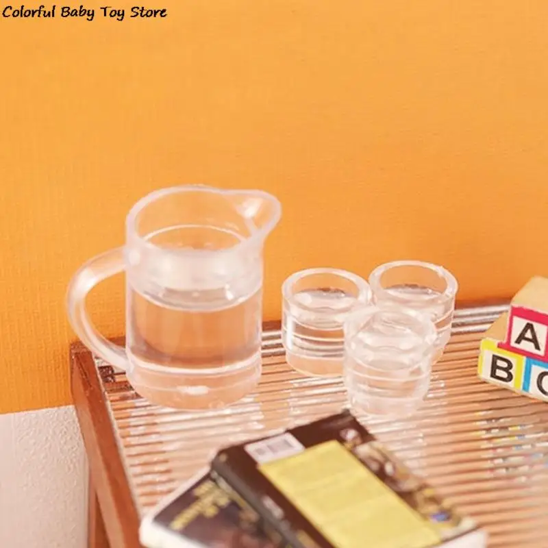 Miniatura Chaleira para Dollhouse, Miniature Cup, Limão Water Cup, Bebida Tea Set, Kids Pretend Play Toy, Casa de Boneca Acessórios, 1:12