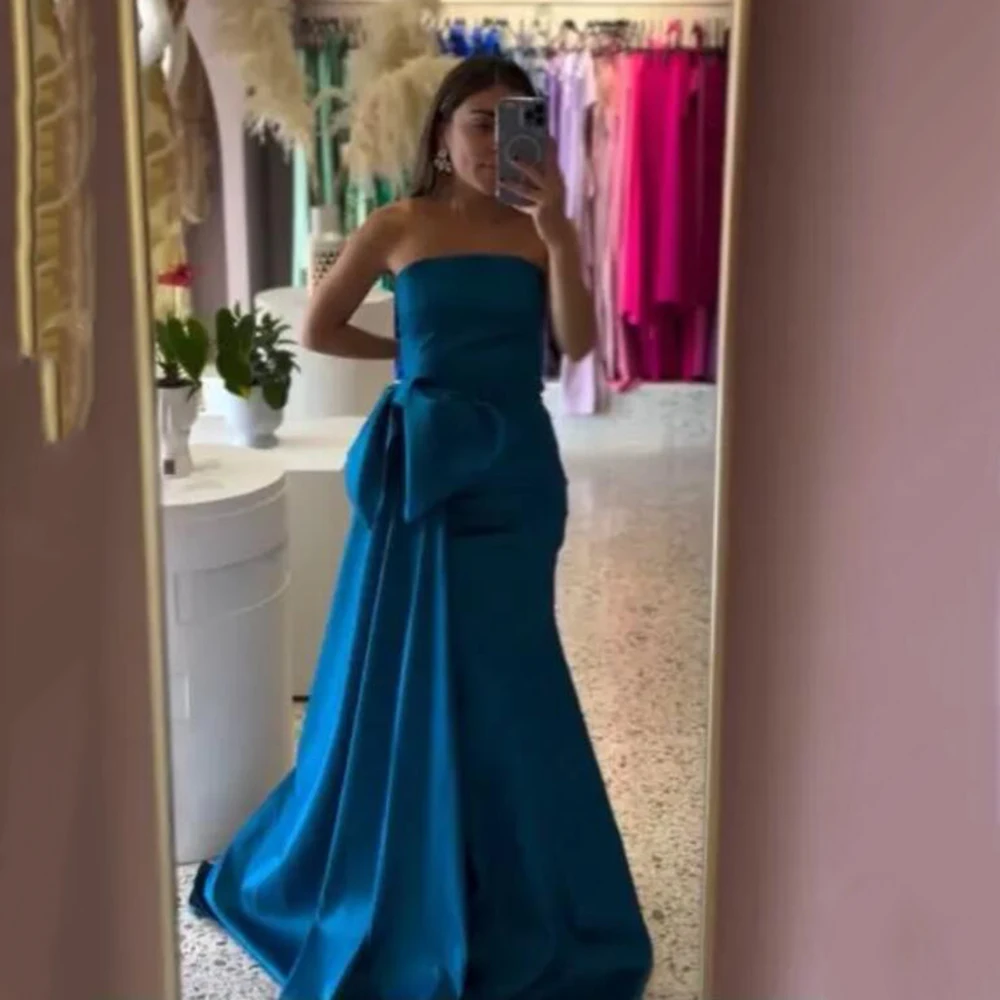 

Yipeisha Blue Prom Dresses Back Split Evening Gown Strapless Robe de Soiree Party Dresses Sleeveless 2024