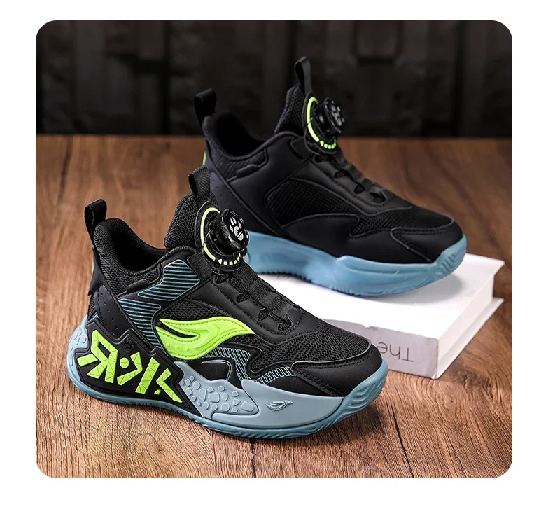 Boys Girls Casual Shoes Outdoor Children‘s Basketball Sneakers Kids Breathable Mesh Athletic Shoes Non-slip Lace-up Running Shoe