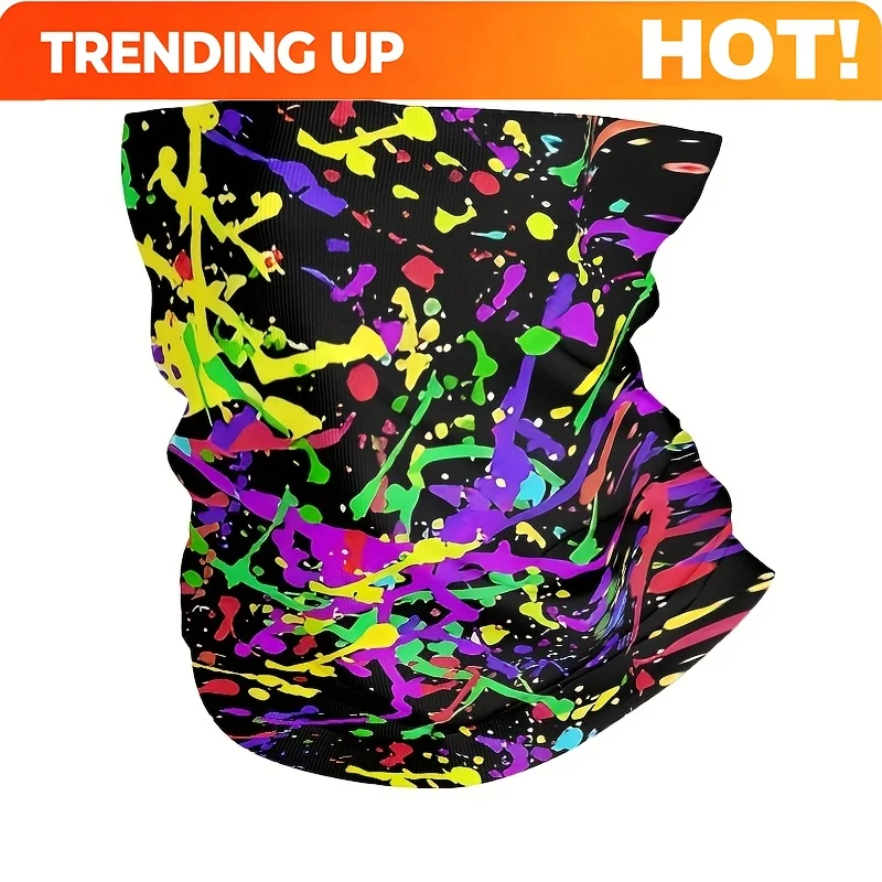 Customization Men'S Printed Scarf With Colorful Spray Paint, Breathable And Multifunctional Hood And Neck Gaiter, Suitable For B
