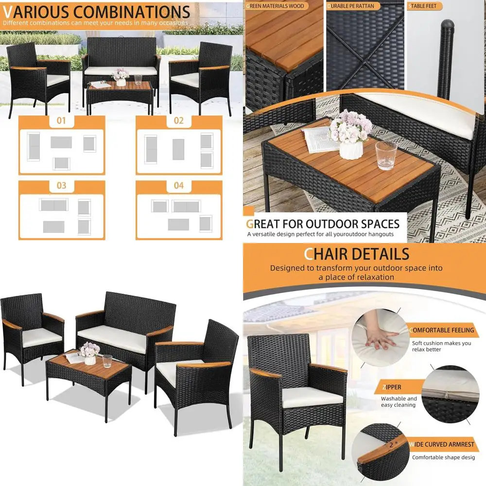 Black Rattan 4-Piec… - image