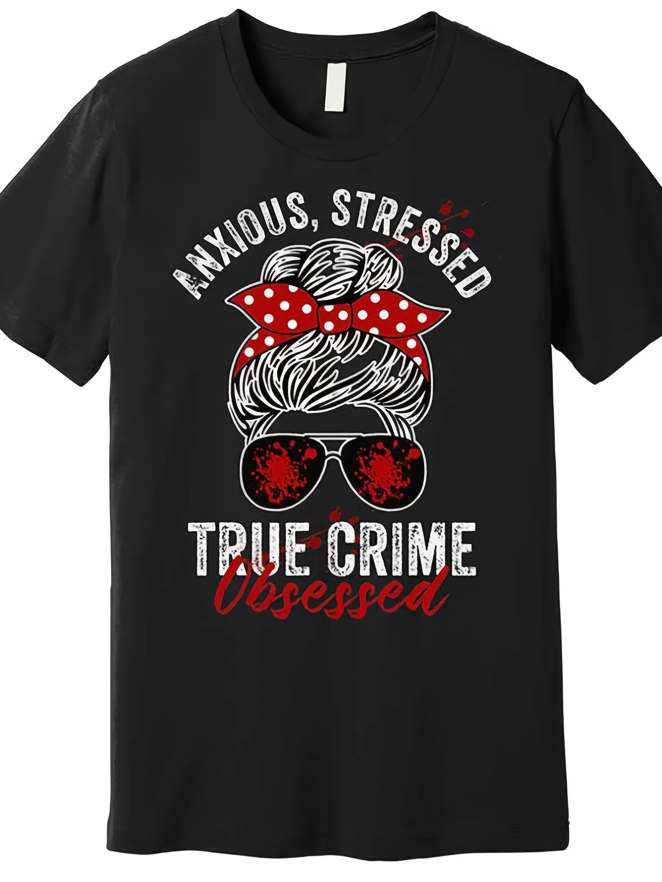 Men's XL Size T-Shirt with Real Crime-Themed Print - Loose Fit Short-Sleeved Shirt with Real Crime Obsession Motifs, Soft Round Neck Design, Suitable for Crime Podcast Enthusiasts and Themed Parties, Perfect for Casual Wear in All Seasons