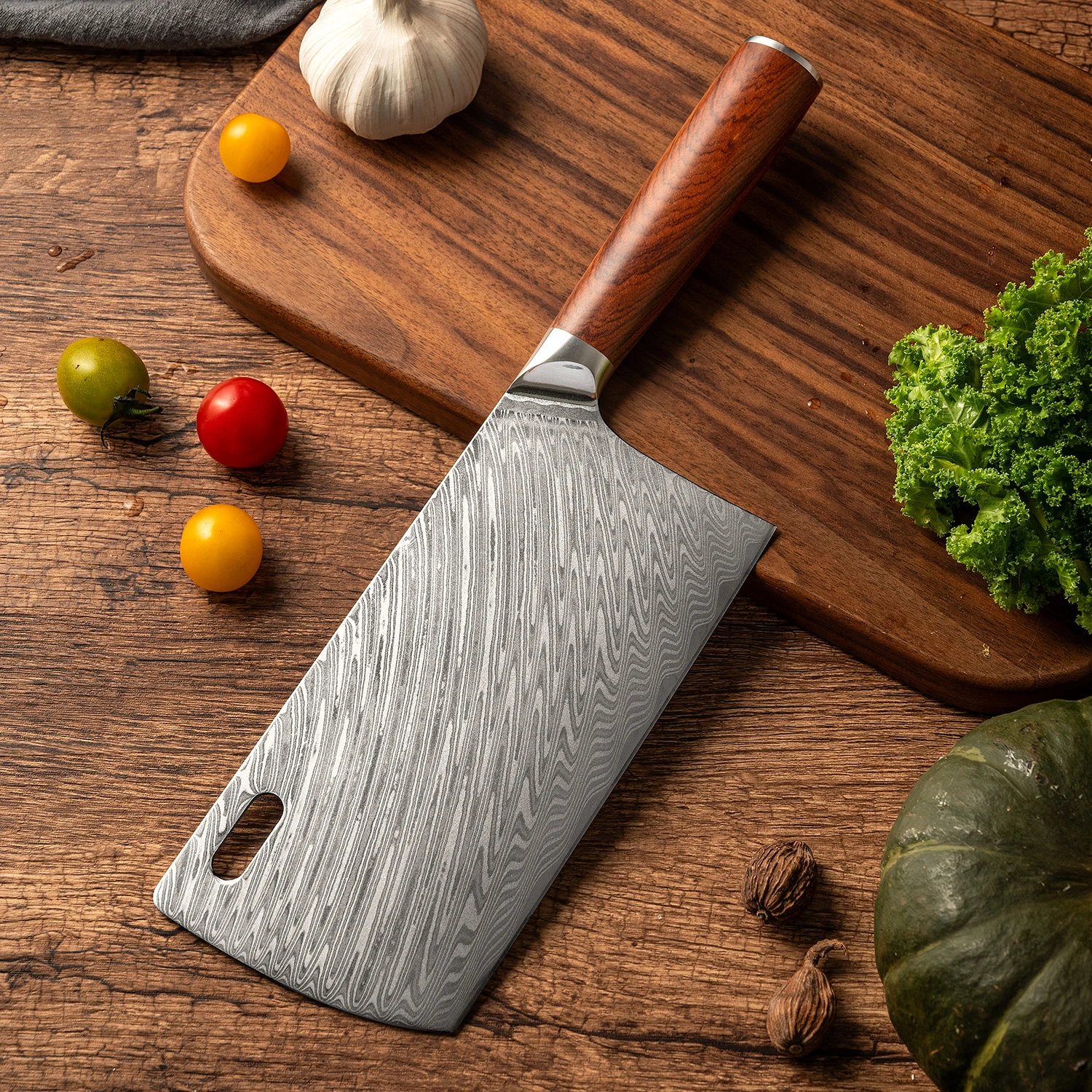 

7 Inch Chinese Chef Knife Wood Handle 67 Layer Damascus Steel VG10 Blade Chopper Cleaver Slicing Kitchen Knives Cooking Tools