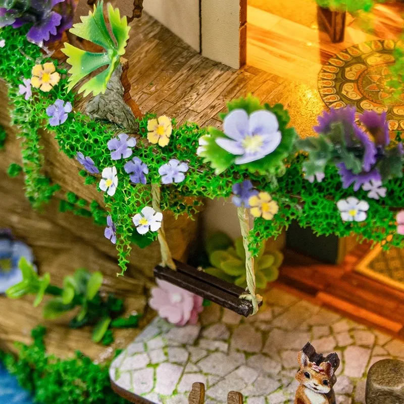 Diy Wooden Forest Castle Cottage Miniature Building Kits Doll Houses With Furniture Casa Dollhouses For Friends Birthday Gifts