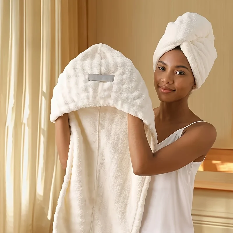 1 Large Wide-Tail Towel Turban, Super Absorbent Quick-Drying Women's Shower Cap, Hair Drying Towel, Bathroom Bath Cap