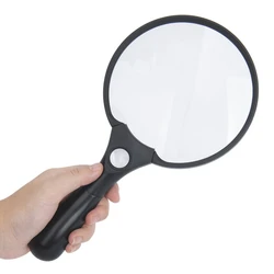 Large Loupe Lens Magnifying Glass 2X 4X 25X Handheld Reading Magnifier 3 LED Light Illuminated Lupa for Senior Gift Repair Tools
