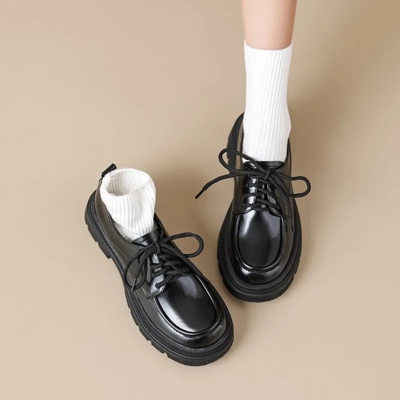 

Heel Slip-On Women's Loafers Platform Cross Bule Wide Fat Feet Commute Single Faionable Flats Shoes Comfortable Slip-On