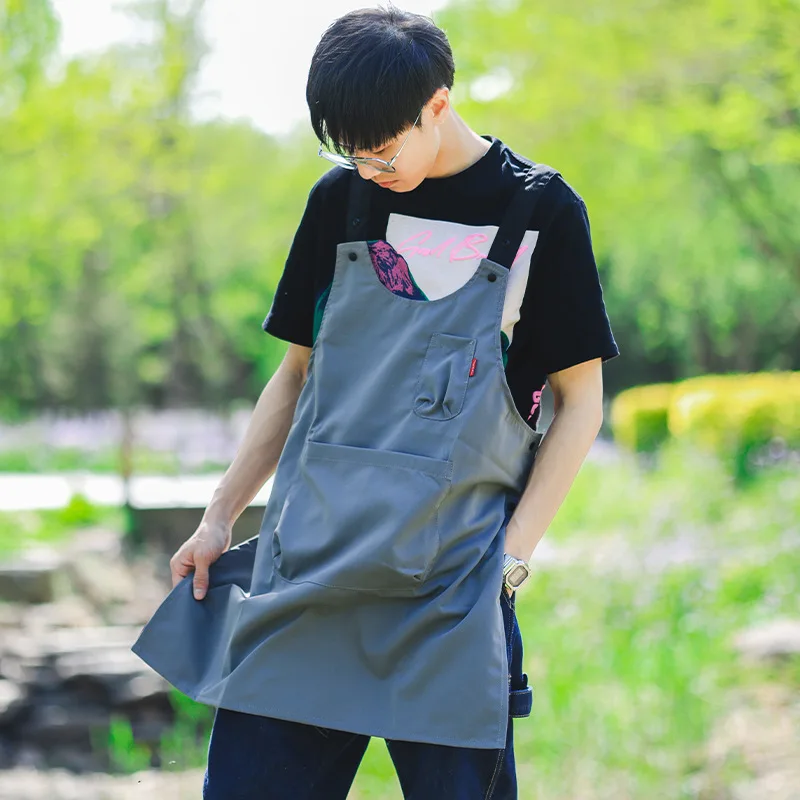 Apron printed logo, smock, coffee shop, milk tea shop, dessert shop, hair salon, manicure, vest, waitress, work clothes, female