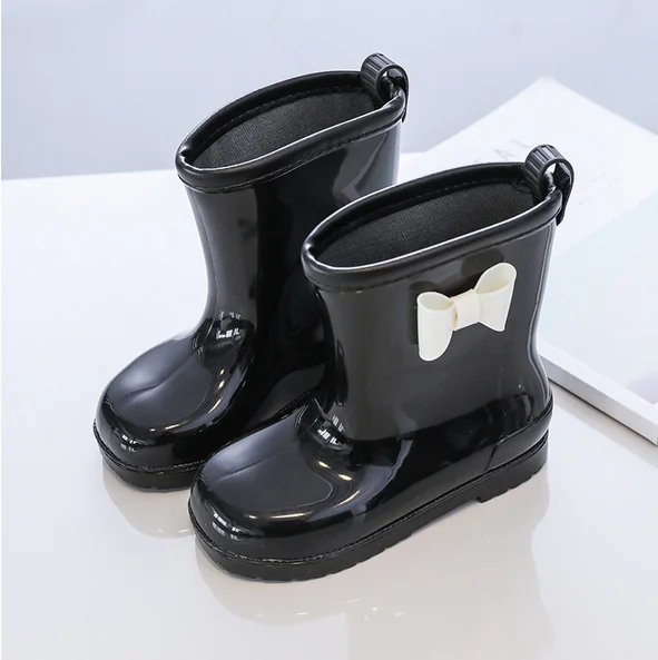 Kids Rain Boots Bowknot Princess Girl's Boot PVC Waterproof Non-slip Rubber Boots for Children Outdoor Toddler Water Shoes 장화