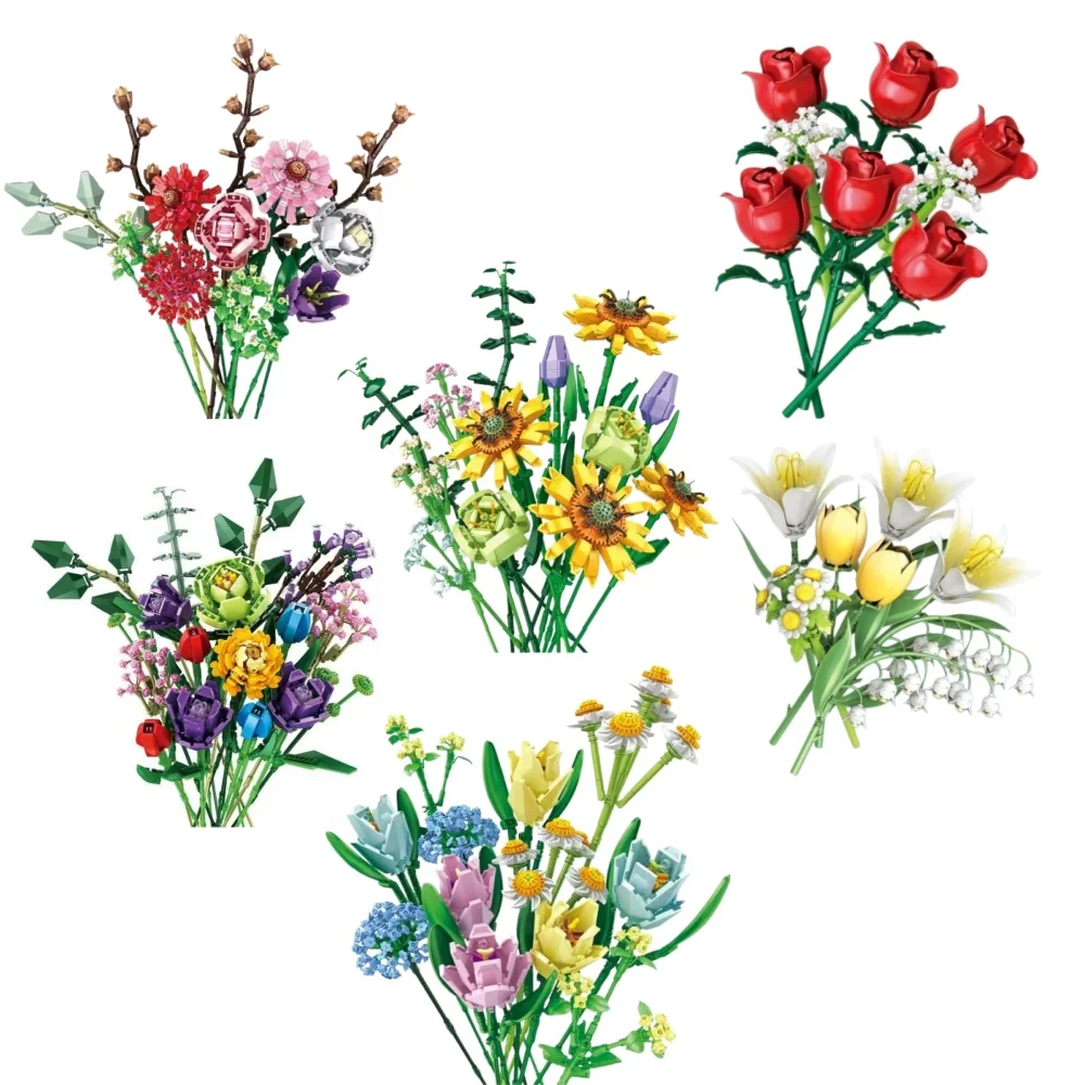 Flower Bouquet Building Blocks Set 9 Flower Bouquet Building Blocks Set