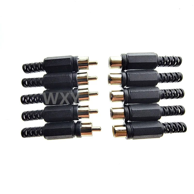 10Pcs/lot Black Red Video Adapter Solder RCA Male Female Plug Audio Connector