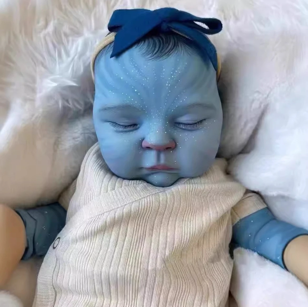 49CM Pfirsiche Avatar Lebensechte Neugeborene Baby Puppe Reborn Baby Größe Echt Bild Handgemachte 3D Haut ziehen Haar Sichtbare Adern