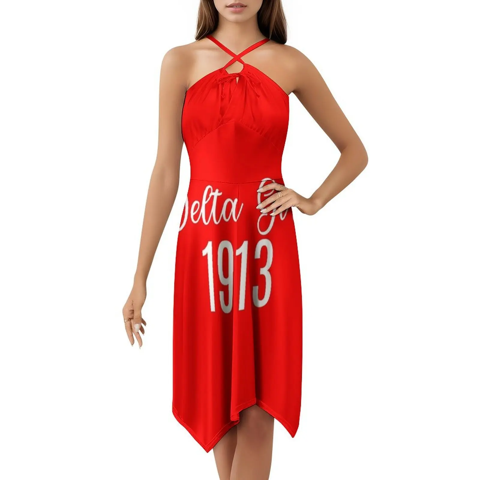فستان Delta Girl 1913 طراز Preppy فستان قصير للنساء على شكل حرف a فضفاض مناسب فستان يوم غير رسمي دلتا سيجما ثيتا Sonority فساتين الحفلات