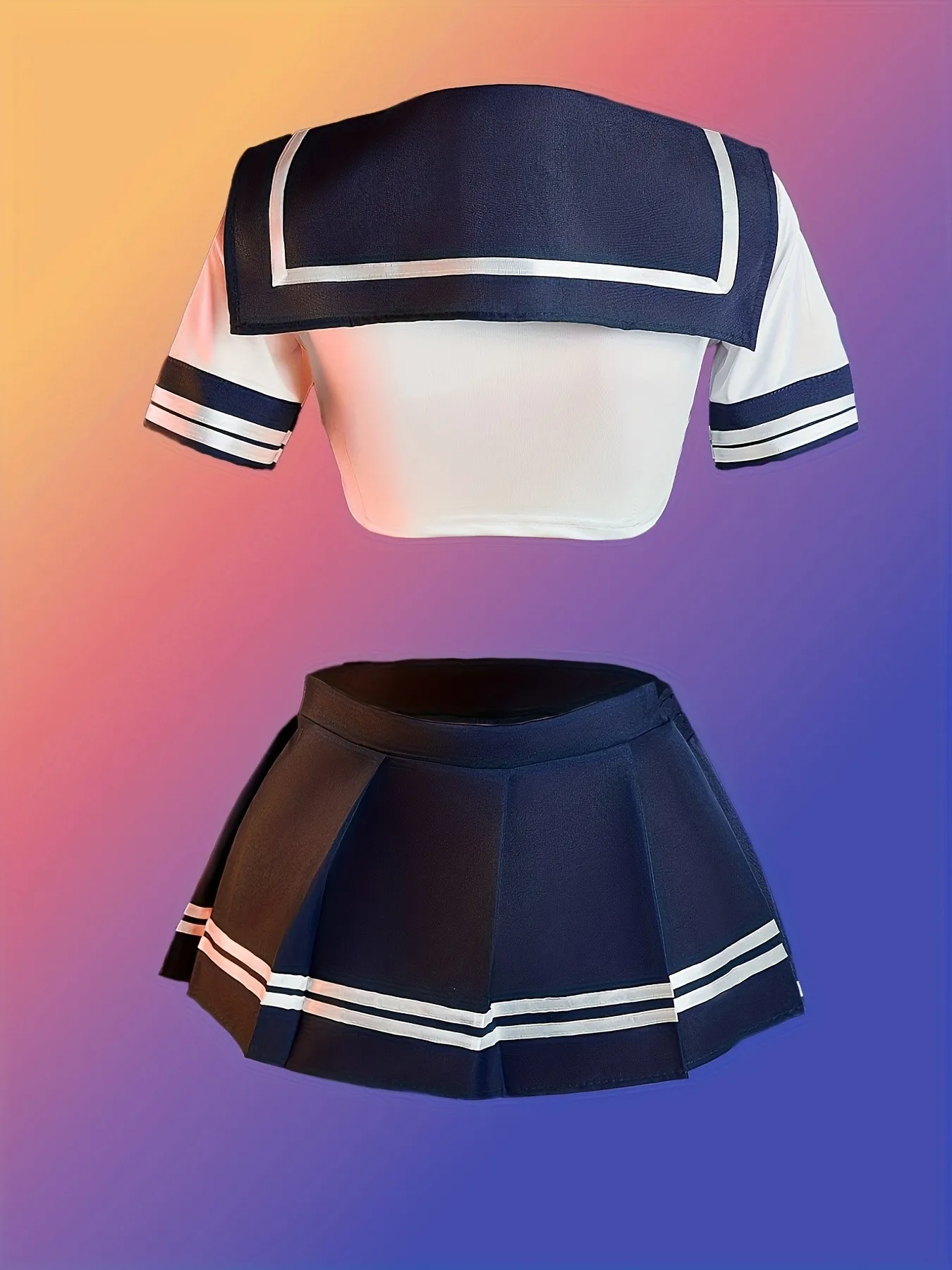 Conjunto de lencería Sexy de marinero para mujer, ropa de dormir de Cosplay de colegiala japonesa, minifalda plisada, Top corto, pijama, 3 uds.