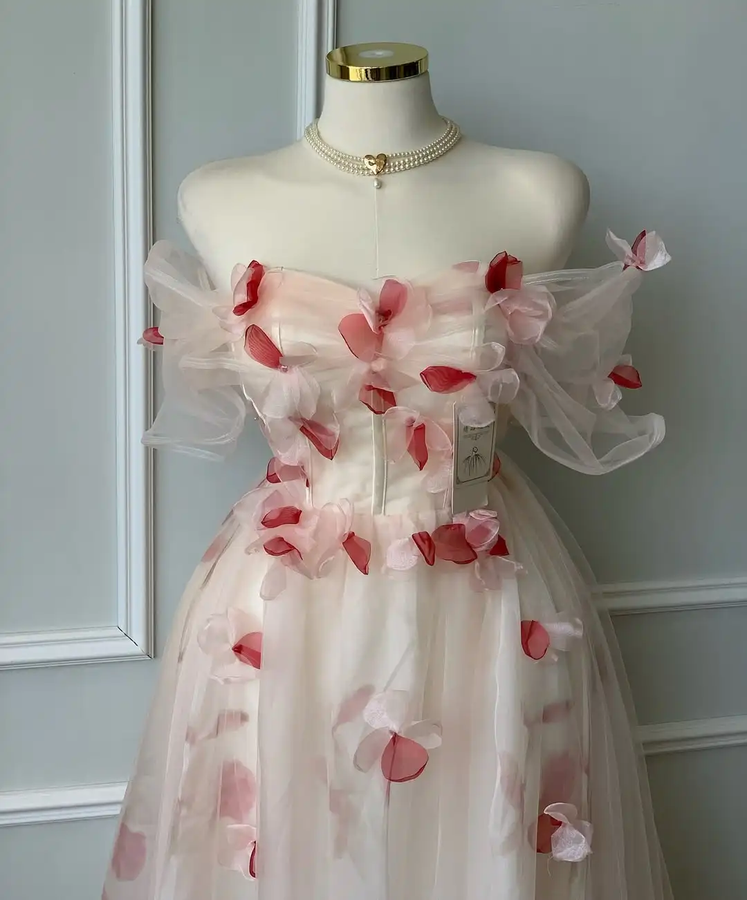 Vestido de noche de hadas de princesa con flores y escote en forma de corazón, tul transparente con cordones, corte en A, drapeado, para fiesta de graduación, cumpleaños y Navidad