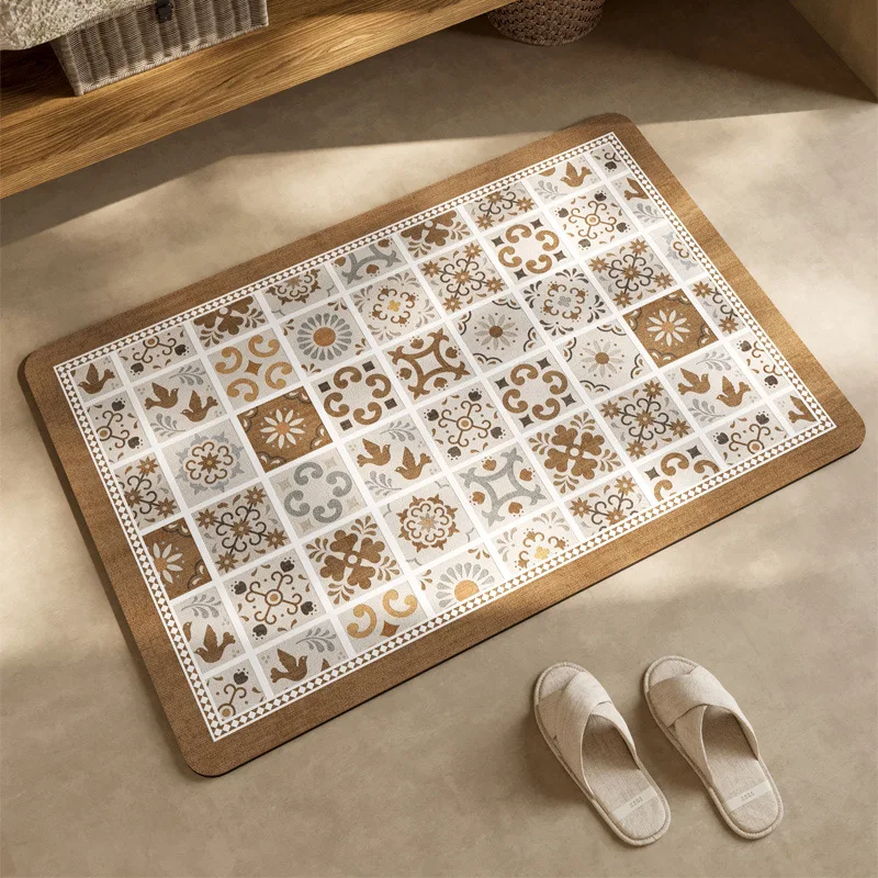 Vintage Ornament Design Entrance Mat Eco-Friendly PVC Surface Stain Resistant Easy Wipe Clean view 3