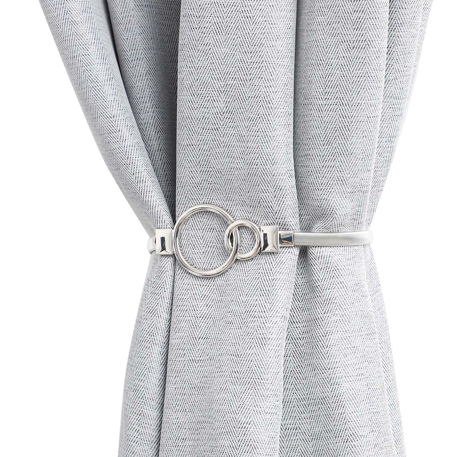 

1 Pair Silver Metal Curtain Tiebacks Simple Adjustable No Punch Needed For Living Room Bedroom Home Decor Curtain Holder Clip