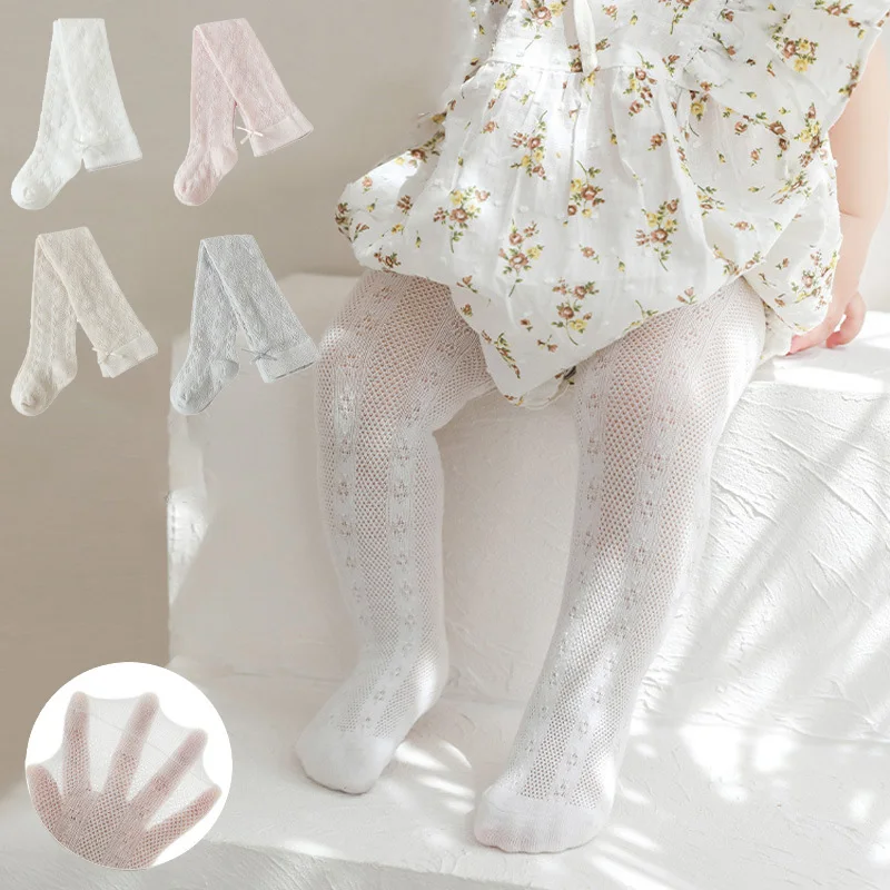 Baby Tights For Girls Knit Cotton Pantyhose Spring And Summer Thin Mesh Baby Anti-Mosquito Stocking Girls Outer Wear Leggings