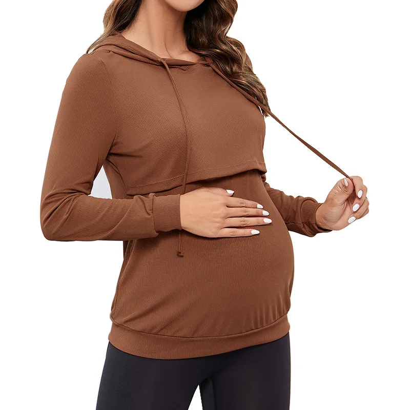 Spring Autumn Maternity Long Sleeve Tops Hoodie Women Breastfeeding Hoodie Patchwork Sweatshirt Loose Casual Pregnancy Clothing