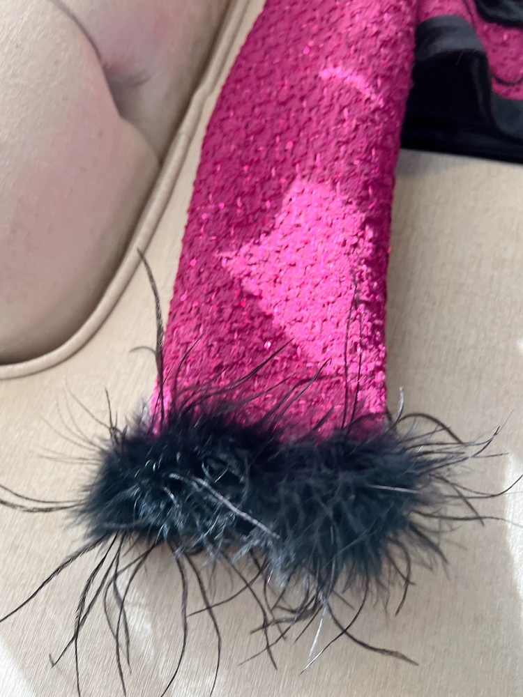 أوائل الربيع خمر الراقية الوردي ريشة Sve ort Jaet المرأة Faionable Ele Sle صغيرة Fraance سيدة الرياح #3