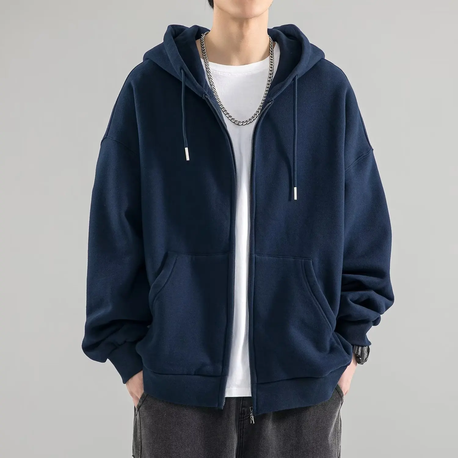 

Cardigan Sweatshirt Men's Spring and Autumn American Fashion Brand Autumn Jacket Boys' Clothes Couple Tops Hooded Jacket