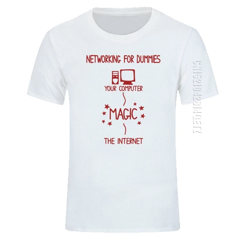 Networking For Dummies Man T Shirt Funny Geek Nerd It Computer Gift Programmer Cotton Men O Neck T-Shirt Boyfriend Gift