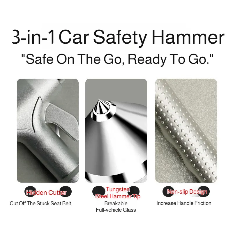 Car Safety Hammer with Seat Belt Cutter Emergency Escape Hammer Auto Window Breaker Rescue Life Saving Kit Survival Essential - view 6