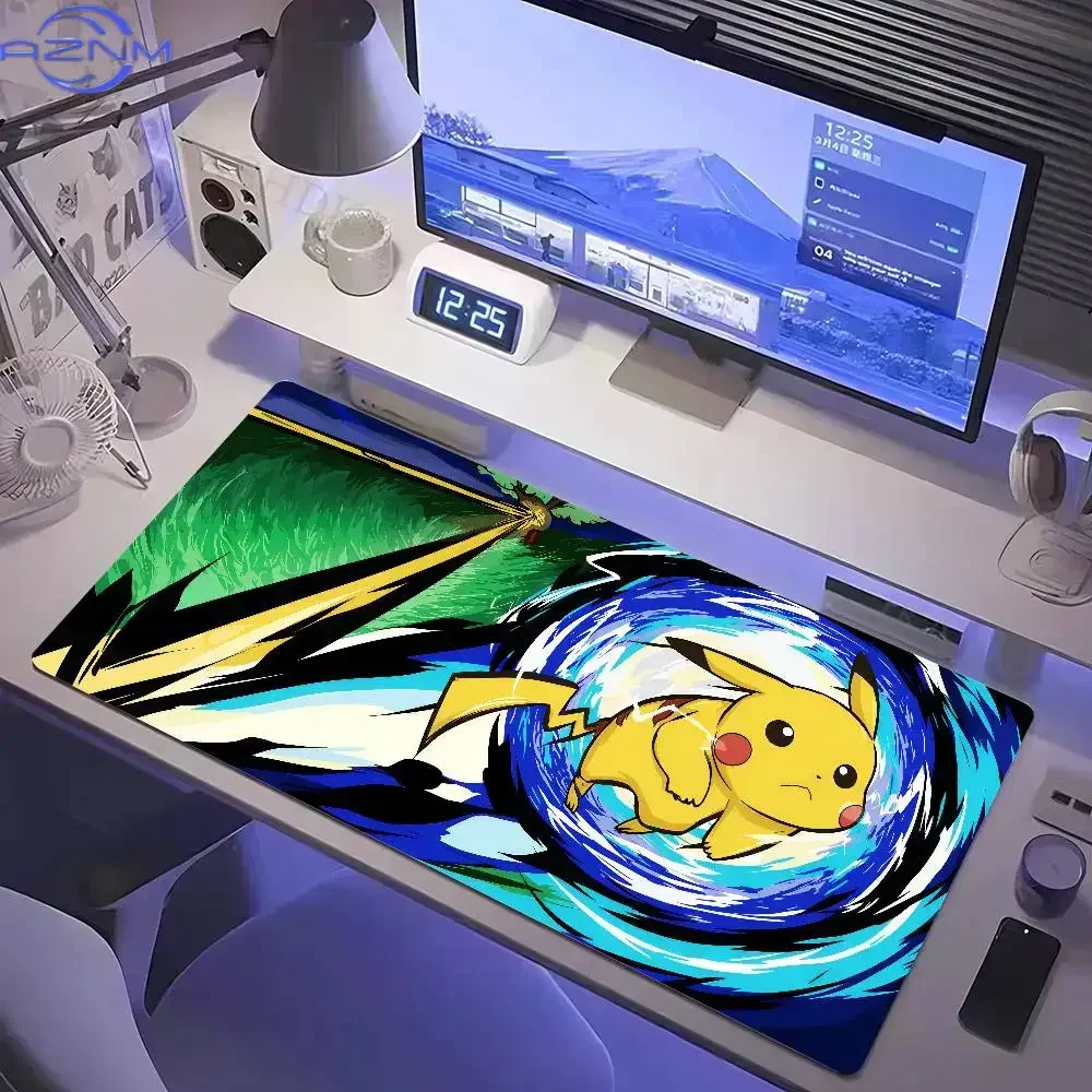 Pikachu Starry Night & Surfing Style TCG Playmat Large Mousepad, Rubber Non Slip Trading Card Game Desk Mat, Anime Table Pad for