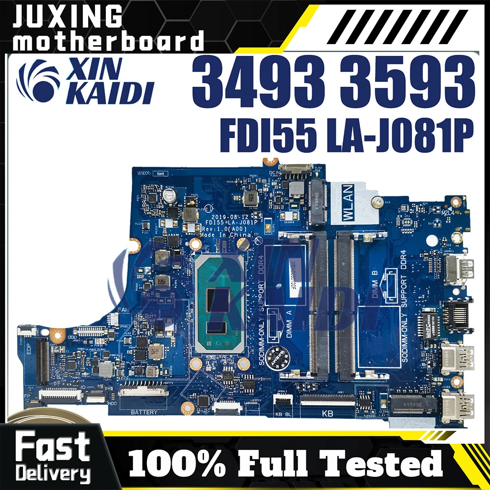 

LA-J081P For DELL Motherboard LA-J081P Inspiron 14 5493 3793 15 5593 3493 3593 5590 5770​ Laptop Mainboard