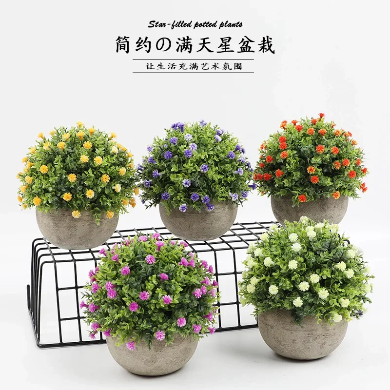 Artificial Flower Bonsai Simulated Desktop Potted Plants Green Fake Potted Plants for Home Official Desk Decorations